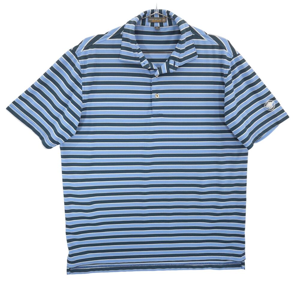 Peter Millar Blue and Black Striped Polo Shirt